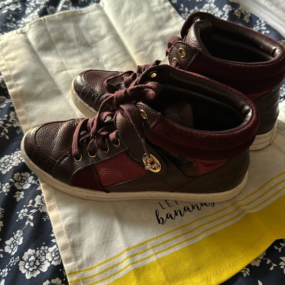 EUC Coach “Pembroke Patchwork” High top Leather Sneakers. Oxblood Size 6 B - Picture 4 of 8